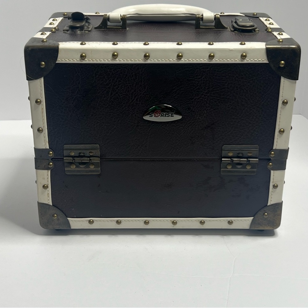 Vintage Sunrise Train Case Brown White Makeup Jewelry Storage – Flaws